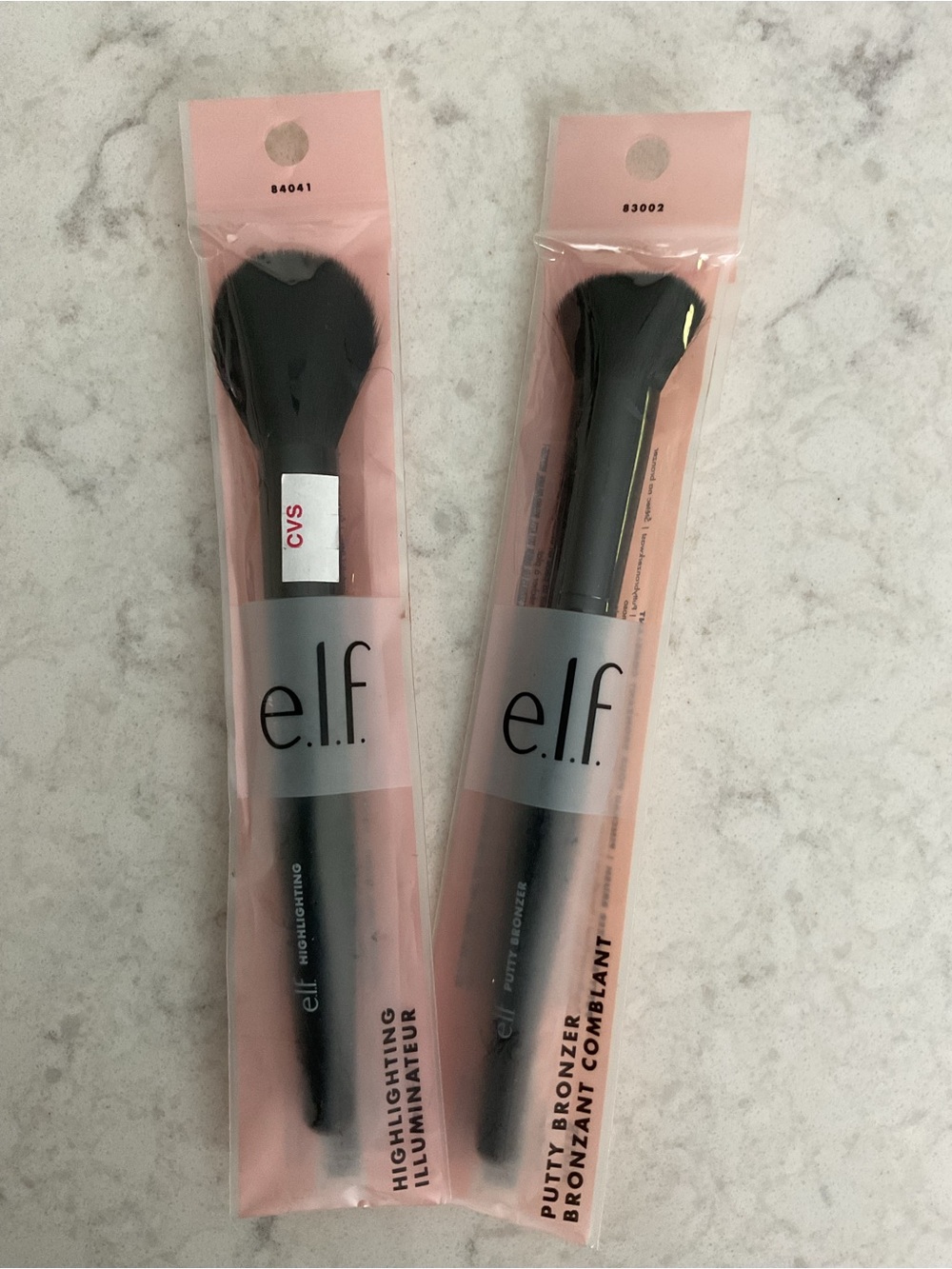 NIB e.l.f. Cosmetics 2-Pc Brush Bundle: Highlighting & Putty Bronzer Brushes